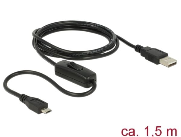 Delock - USB-kabel - Micro-USB type B (kun strøm) (hann) til USB (kun strøm) (hann) - 1.5 m - svart