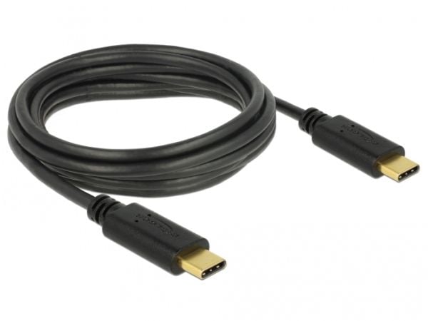 Delock - USB-kabel - USB-C (hann) til USB-C (hann) - USB 2.0 - 3 A - 3 m - svart
