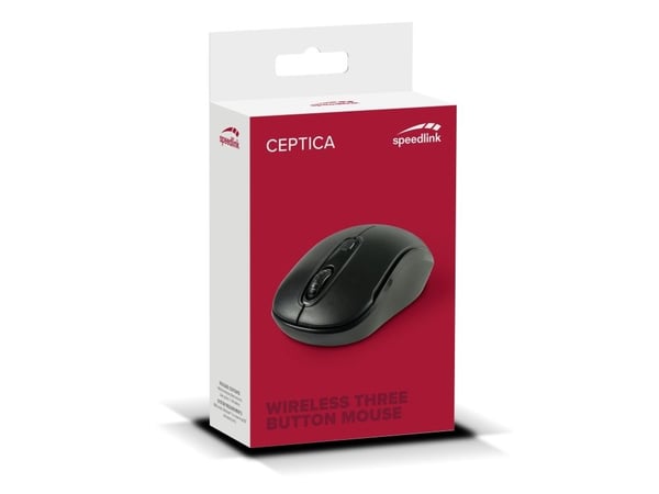 SPEEDLINK Ceptica - Mus - høyre- og venstrehåndet - 3 knapper - trådløs - 2.4 GHz - USB trådløs mottaker - svart
