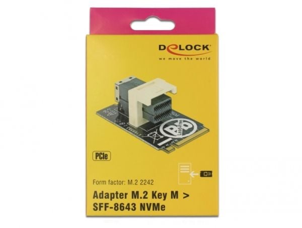 Delock Adapter M.2 Key M > SFF-8643 NVMe horizontal 2242 - Grensesnittsadapter - 2.5" - U.2 NVMe - M.2 Card