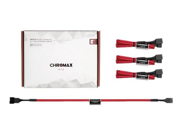 Noctua NA-SEC1 chromax.red - Förlängningsströmkabel till fläkt - 4-stifts PWM (hona) till 4-stifts PWM (hane) - 30 cm - röd