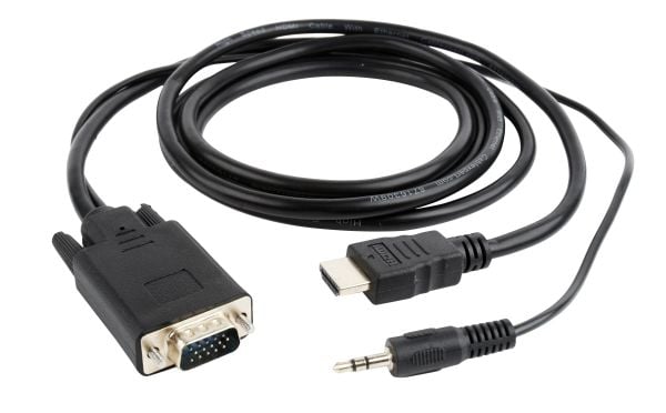 Cablexpert A-HDMI-VGA-03-10 - Adapterkabel - HDMI hann til HD-15 (VGA), mini-phone stereo 3.5 mm hann - 3 m - svart - 1080p-støtte