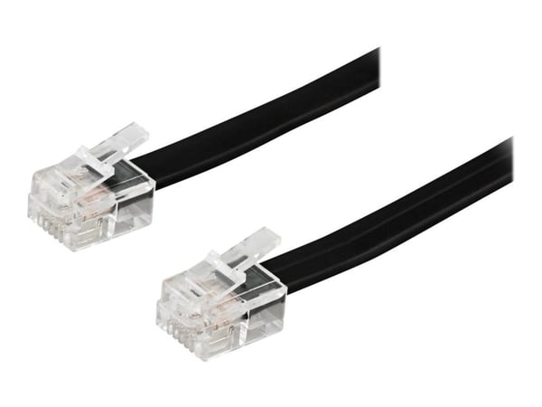 DELTACO DEL-160B - Telefonkabel - RJ-12 (hann) til RJ-12 (hann) - 3 m - svart