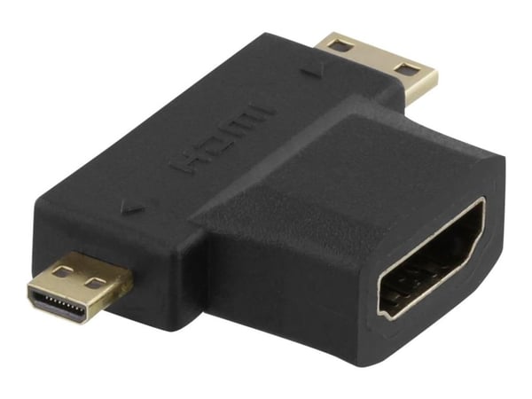 DELTACO HDMI-22G - HDMI-adapter - HDMI hunn til HDMI, 19 pin micro HDMI Type D hann - svart