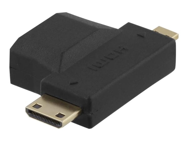 DELTACO HDMI-22G - HDMI-adapter - HDMI hunn til HDMI, 19 pin micro HDMI Type D hann - svart