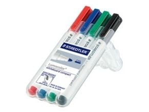 Marker Staedtler Lumocolor® 341 WP4 Compact 1-2 mm med 4 stk. ass. farver i etui