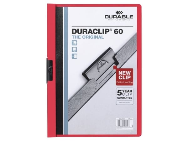 Slitesterk Klemmap Duraclip A4 6mm rood/ds 25, Rød