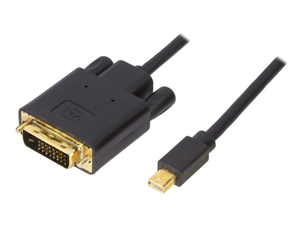 DELTACO DP-DVI202 - DisplayPort-kabel - Mini DisplayPort (hann) til DVI-D (hann) - 2 m - tommelskruer - svart
