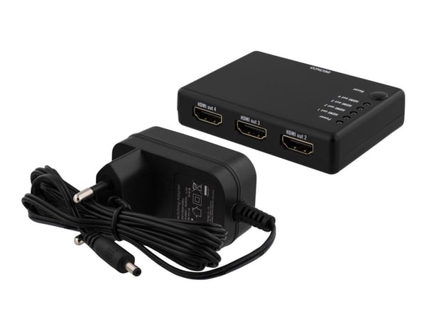 DELTACO HDMI-7051 - Video/lyd-splitter - 4 x HDMI - stasjonær