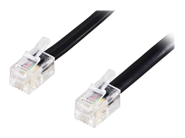 DELTACO DEL-154B - Telefonkabel - RJ-10 (hann) til RJ-10 (hann) - 2 m - svart