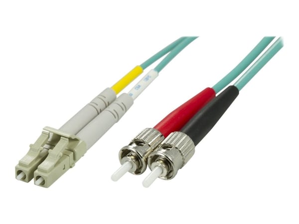 DELTACO - Nettverkskabel - LC multimodus (hann) til ST flermodus (hann) - 1 m - 1 m - fiberoptisk - 50 / 125 mikroner - OM3 - turkis