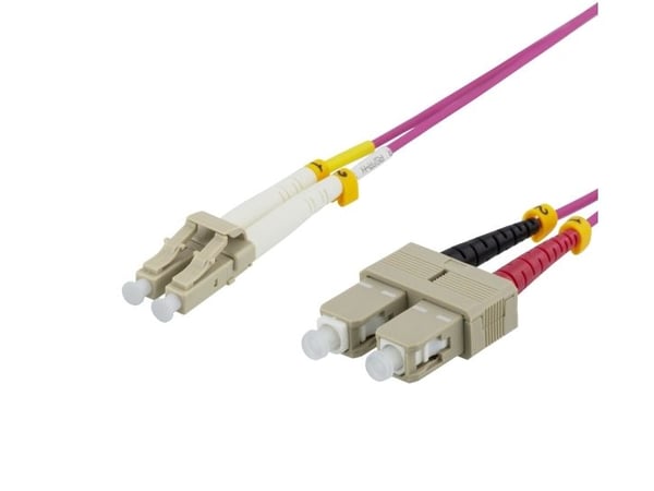 DELTACO LCSC-705 - Koblingskabel - SC/UPC-multimodus (hann) til SC/UPC-multimodus (hann) - 5 m - fiberoptisk - dupleks - 50 / 125 mikroner - OM4 - ...