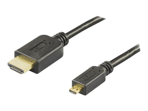 DELTACO HDMI-1053 - HDMI-kabel med Ethernet - 19 pin micro HDMI Type D hann til HDMI hann - 5 m - svart