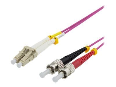 DELTACO - Koblingskabel - LC/UPC-multimodus (hann) til ST/UPC-multimodus (hann) - 1 m - fiberoptisk - dupleks - 50 / 125 mikroner - OM4 - rosa