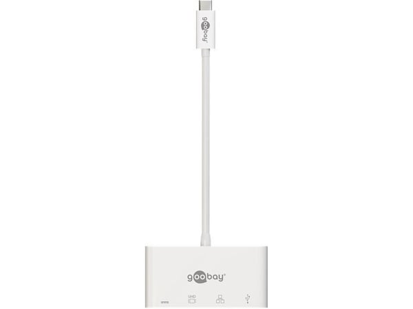 Goobay 62105, Koblet med ledninger (ikke trådløs), USB 3.2 Gen 1 (3.1 Gen 1) Type-C, Hvit, CE, WEEE, 3840 x 2160 piksler, 0,15 m