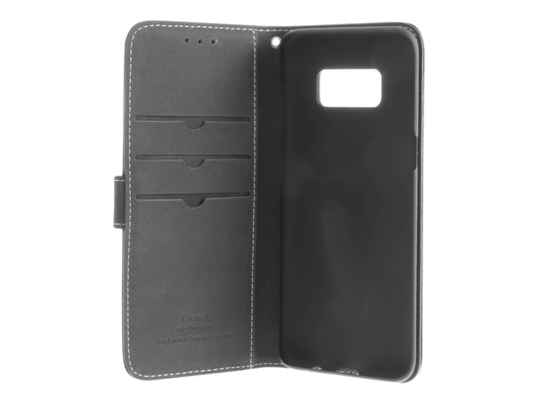 Insmat Flip Case - Lommebok for mobiltelefon - ekte skinn - svart - for Samsung Galaxy S8
