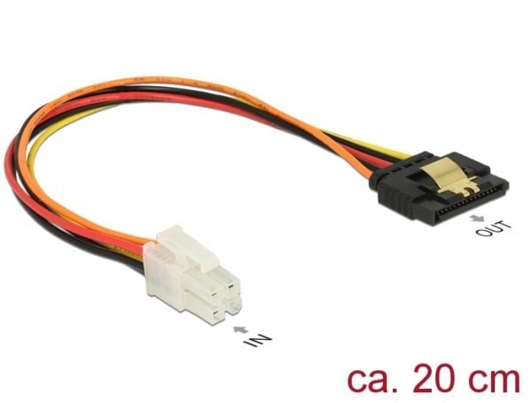 Delock - Strømadapter - strøm-P4 (hann) til SATA-strøm (R) låst - 20 cm