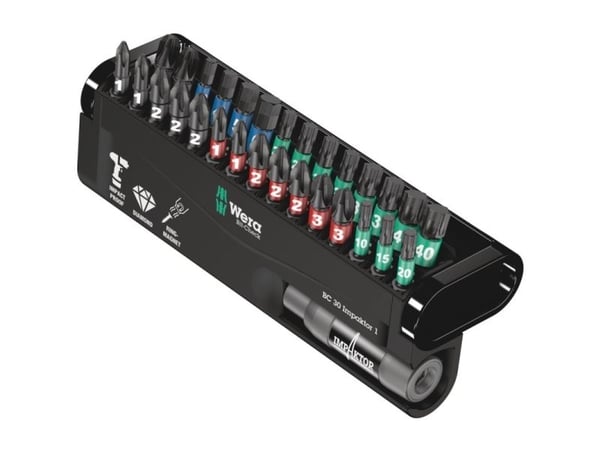 Wera BC 30 Impaktor 1, 30 styck, Insex (brittiska enheter), Phillips, Pozidriv, Torx, PH 1, PH 2, PH 3, PZ 1, PZ 2, PZ 3, T10, T15, T20, T25, T30, ...