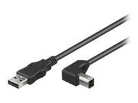 MicroConnect USB 2.0 - USB-kabel - USB (hann) til USB-type B (hann) - 2 m - rettvinklet kontakt