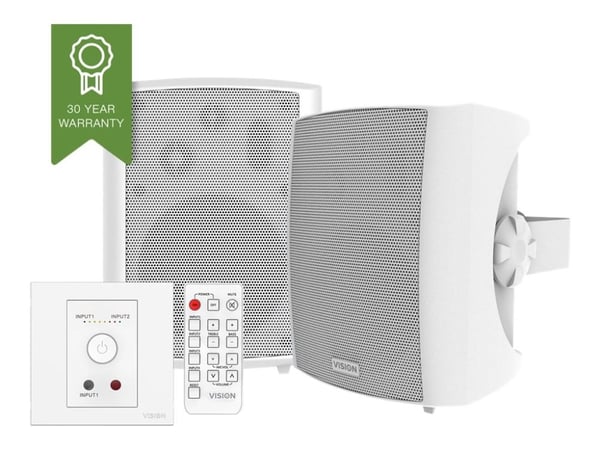 Vision TC3-AMP+SP-1800, 3-suuntainen, 2.0 kanavaa, Langallinen, 50 W, 80 - 20000 Hz, Valkoinen
