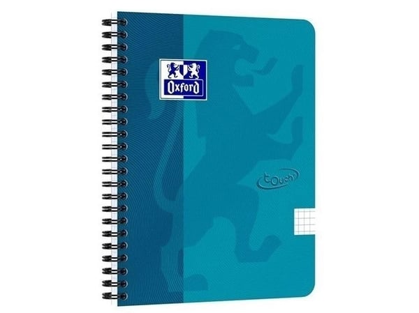 Notesbog A5+ Oxford Touch´ turkis kvadreret 5x5mm 90g m/140 sider