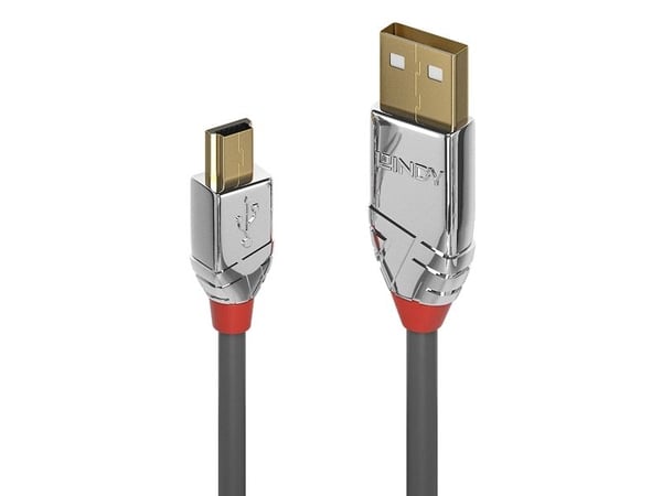 Lindy 36634, 5 m, USB A, Mini-USB B, USB 2.0, 0,48 Gbit/s, Harmaa