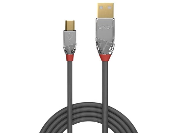 Lindy 36631, 1 m, USB A, Mini-USB B, USB 2.0, 0,48 Gbit/s, Harmaa