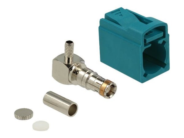 Delock FAKRA Z jack 90° for crimping - Modulinnlegg - FAKRA Z - RAL 5021, vannblå Delock FAKRA Z jack 90° for crimping - Modulinnlegg - FAKRA Z - RAL 5021, vannblå