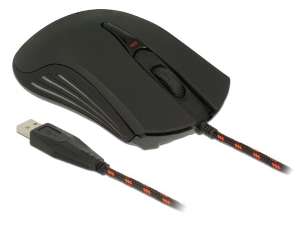 DeLOCK 12531, Molempikätinen, Optinen, USB A-tyyppi, 4800 DPI, Musta, Punainen