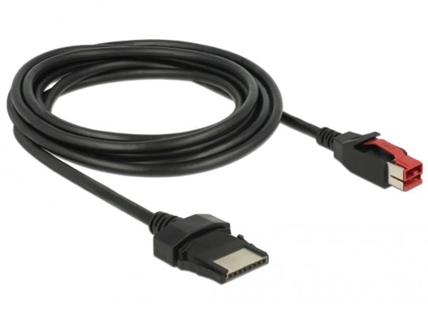 Delock - USB-kabel med egen strömförsörjning - USB PlusPower (24 V) (hane) till 8 stifts (1x8) PoweredUSB-fjärrsida (hane) - 24 V - 3 m - svart