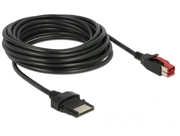 Delock - USB-kabel med egen strömförsörjning - USB PlusPower (24 V) (hane) till 8 stifts (1x8) PoweredUSB-fjärrsida (hane) - 24 V - 5 m - svart