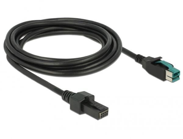 Delock - USB-kabel med egen strömförsörjning - USB PlusPower (12 V) (hane) till 8 stifts (2x4) PoweredUSB-fjärrsida (hane) - 12 V - 3 m - svart