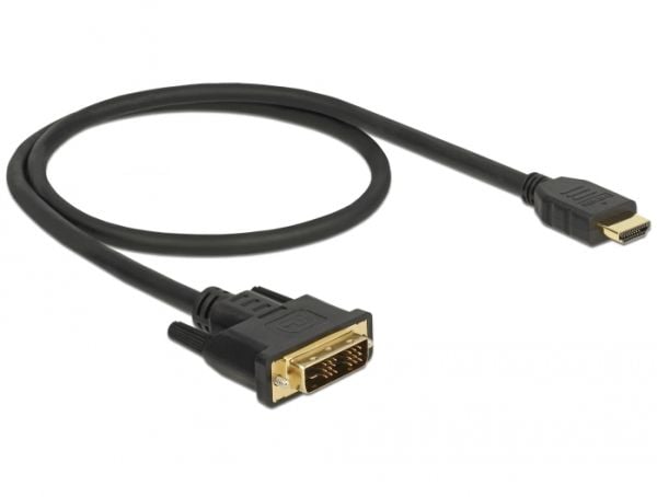 Delock - Adapterkabel - enkeltlenke - DVI-D hann til HDMI hann - 50 cm - trippel beskyttelse - svart - tommelskruer