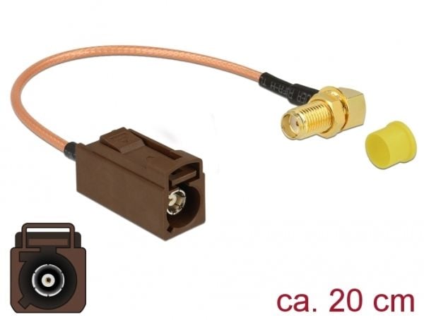 Delock - Antennekabel - FAKRA F-kontakt hunn til SMA hann vinklet - 20 cm - koaksial