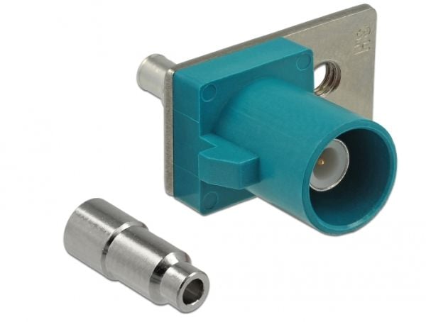 Delock FAKRA Z plug spring pin for soldering 1 prepunched hole - Påknipsbar mulighetsmodulfrontplate - FAKRA Z - RAL 5021, vannblå
