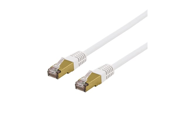Deltaco S/FTP Cat6a laitekaapeli, Delta-sert., LSZH, 3m, valkoinen, 3 m, Cat6a, S/FTP (S-STP), RJ-45, RJ-45, Valkoinen