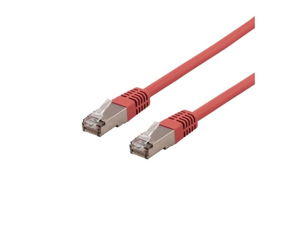 DELTACO SFTP-65RH - Koblingskabel - RJ-45 (hann) til RJ-45 (hann) - SFTP - CAT 6 - halogenfri, formstøpt - rød