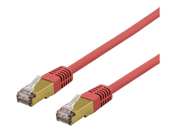 DELTACO SFTP-61RAH - Koblingskabel - RJ-45 (hann) til RJ-45 (hann) - SFTP - CAT 6a - halogenfri, formstøpt - rød