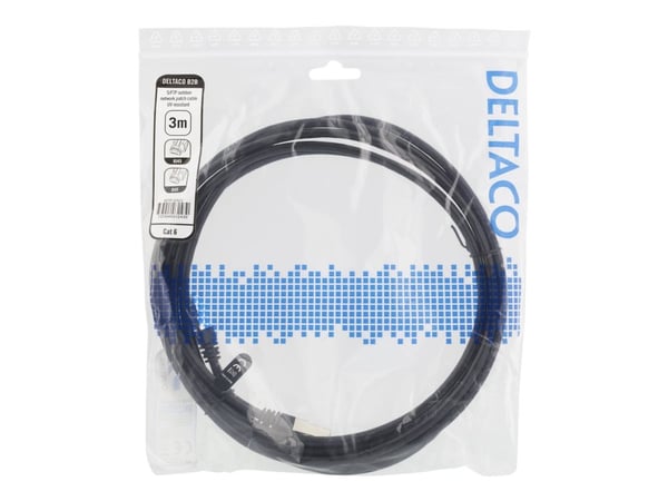 DELTACO - Koblingskabel - RJ-45 (hann) til RJ-45 (hann) - 3 m - SFTP - CAT 6 - formstøpt, innendørs/utendørs - svart
