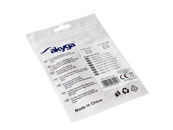 Akyga - Strömdelare - 3 PIN intern effekt (hona) till 3 PIN intern effekt (hane) - 15 cm