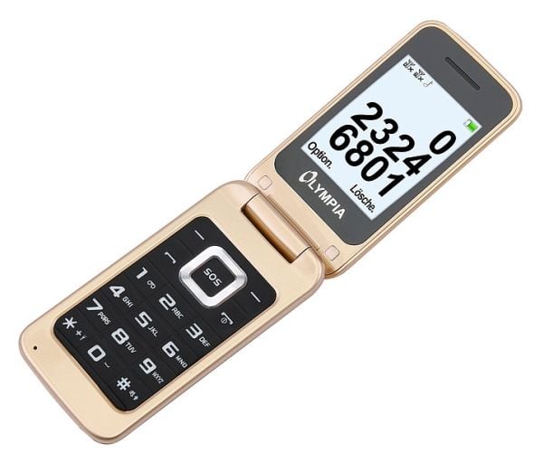 Olympia Luna, simpukkakuori, Dual SIM, 6,1 cm (2,4"), Bluetooth, 600 mAh, Kultainen