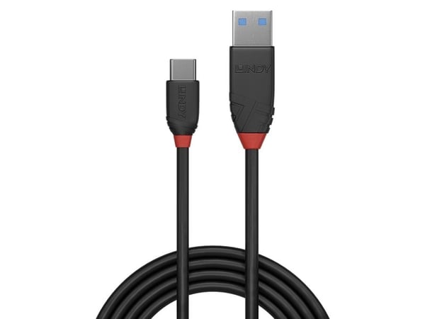 Lindy 36915, 0,5 m, USB A, USB C, USB 3.2 Gen 1 (3.1 Gen 1), 10 Gbit/s, Svart