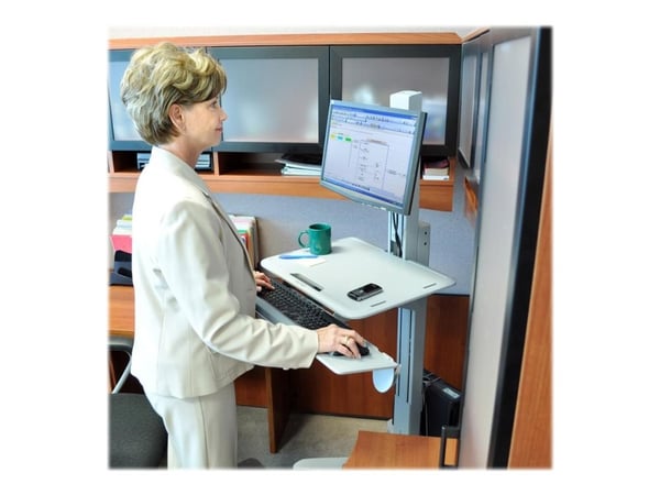 Ergotron WorkFit-C Single LD Sit-Stand Workstation - Vogn - for LCD-skjerm / PC-utstyr - grå - skjermstørrelse: inntil 30"