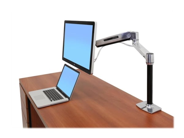 Ergotron LX HD Sit-Stand - Monteringssett (leddarm, stang, VESA-adapter, bordklemmefot, maljemonteringsfot) - Konstant kraftteknologi - for LCD-skj...
