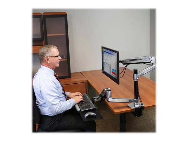Ergotron LX HD Sit-Stand - Monteringssett (leddarm, stang, VESA-adapter, bordklemmefot, maljemonteringsfot) - Konstant kraftteknologi - for LCD-skj...