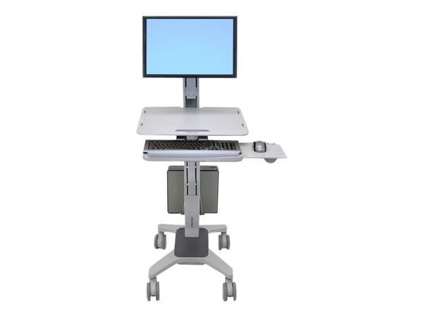 Ergotron WorkFit-C Single LD Sit-Stand Workstation - Vogn - for LCD-skjerm / PC-utstyr - grå - skjermstørrelse: inntil 30"