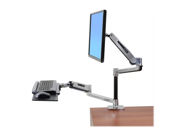Ergotron LX HD Sit-Stand - Monteringssett (leddarm, stang, VESA-adapter, bordklemmefot, maljemonteringsfot) - Konstant kraftteknologi - for LCD-skj...