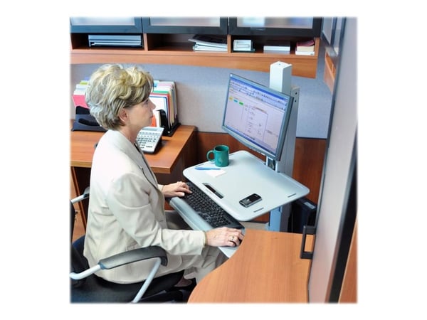 Ergotron WorkFit-C Single LD Sit-Stand Workstation - Vogn - for LCD-skjerm / PC-utstyr - grå - skjermstørrelse: inntil 30"