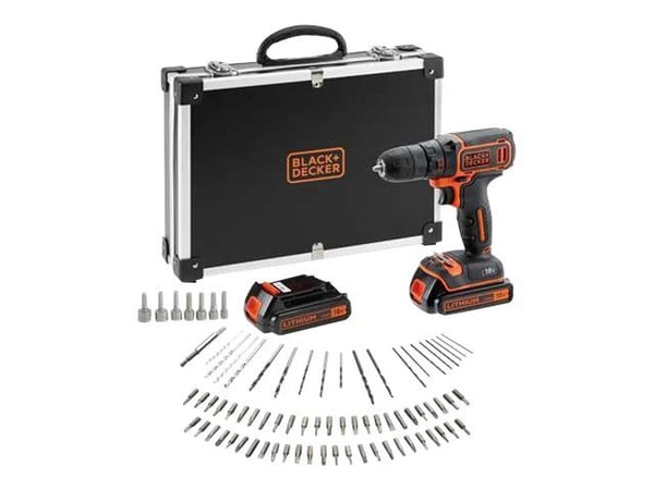 BLACK+DECKER BDCDC18BAFC - Borr/drivare - sladdlös - 1 hastighet - nyckellös chuck 10 mm - 30 N·m - 2 batterier - 18 V