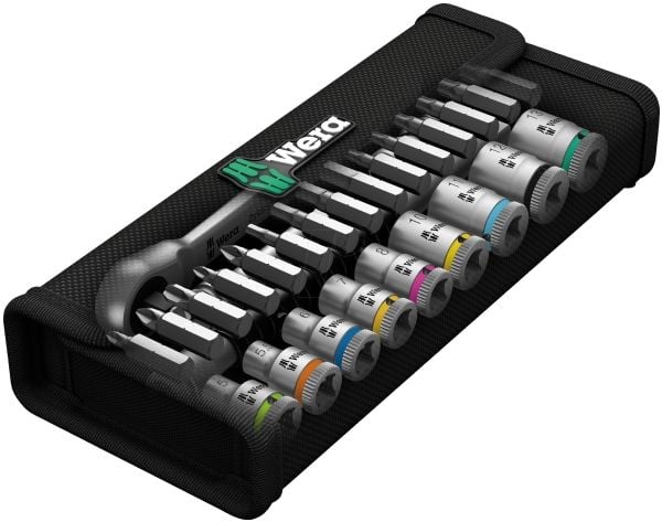 Wera 8100 SA 7, Hylsyavainsarja, Musta, Kromi, CE, Hylsyavaimen kahva, 2 kpl, 1/4"